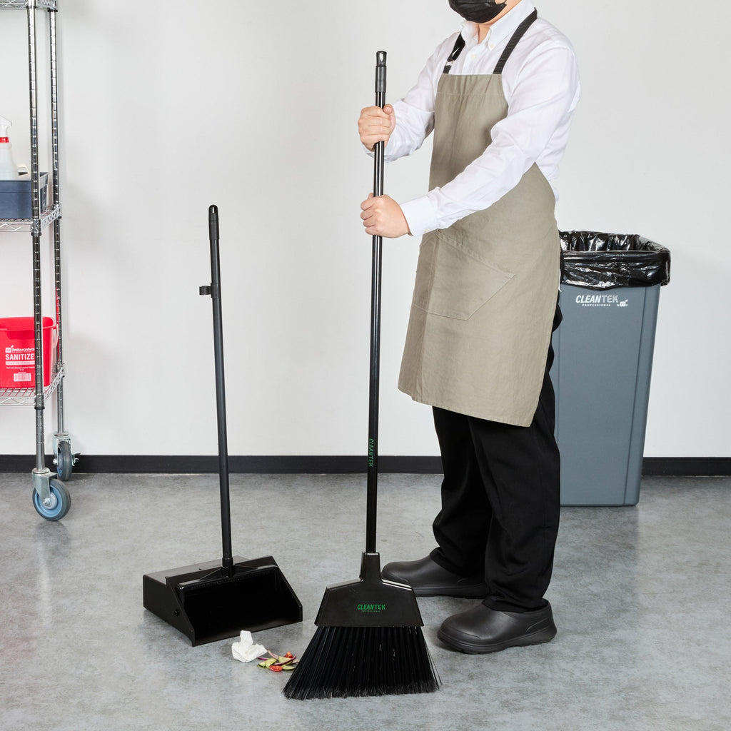 Clean Tek Professional Black Steel Angled Broom Handle - Threaded - 48" - 1 count box