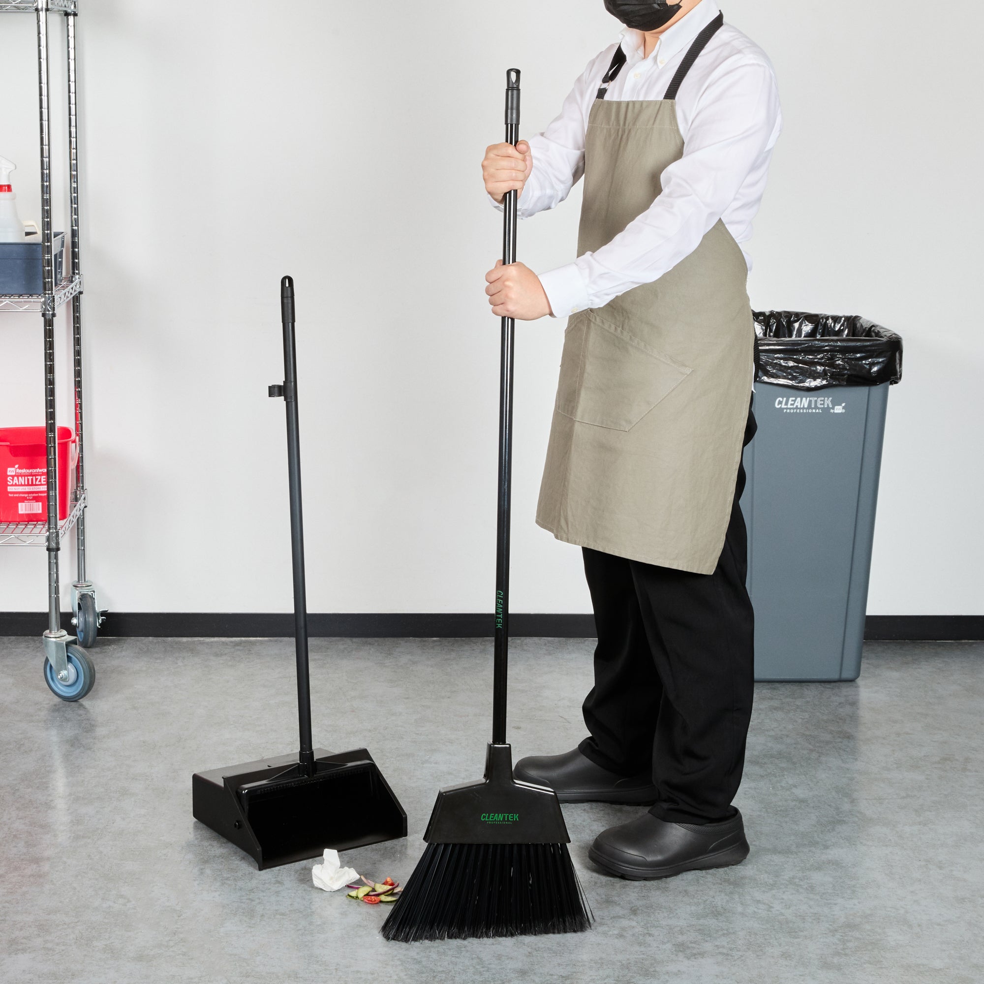 Clean Tek Professional Black Steel Angled Broom Handle - Threaded - 48" - 1 count box
