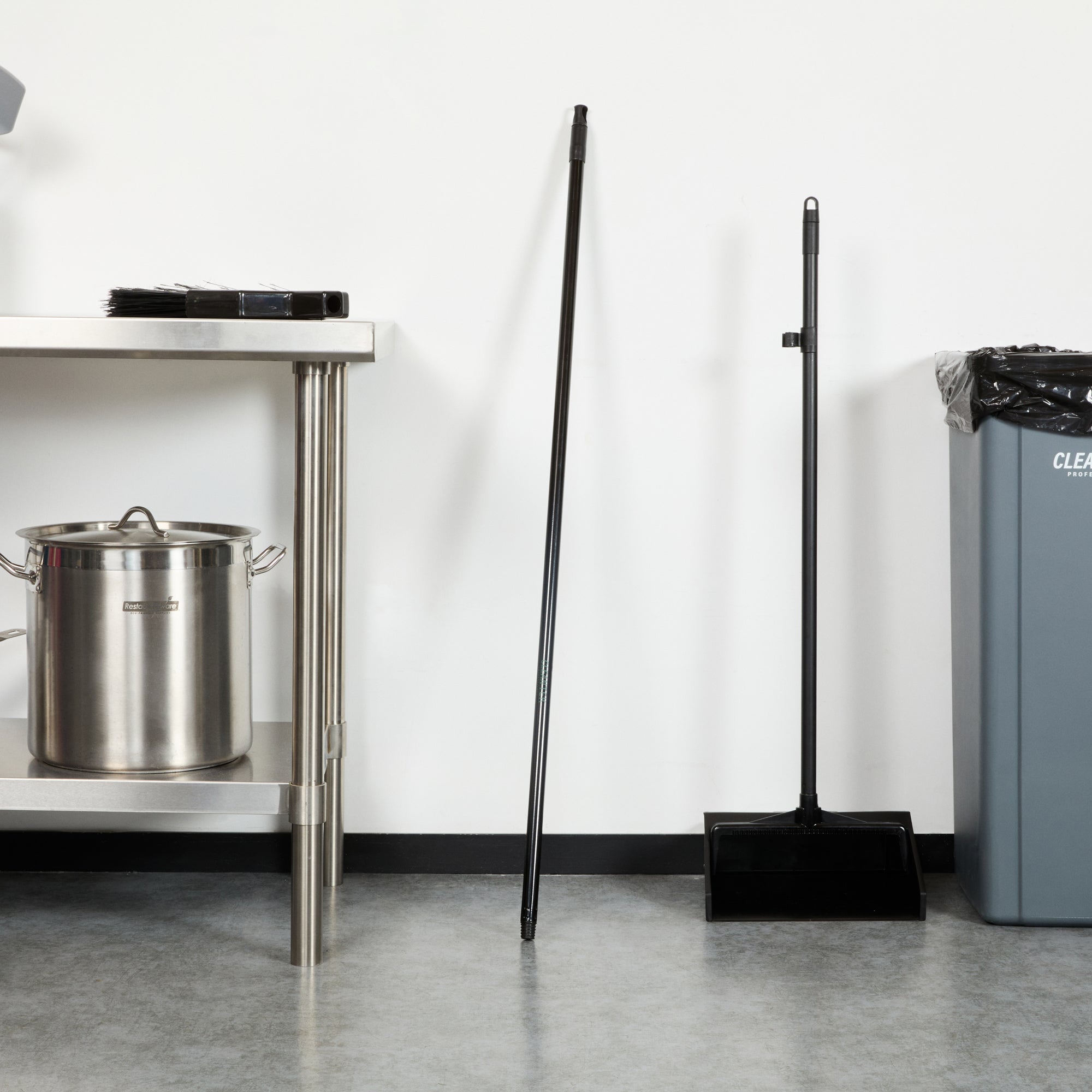 Clean Tek Professional Black Steel Angled Broom Handle - Threaded - 48" - 1 count box