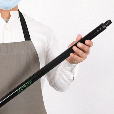 Clean Tek Professional Black Steel Wide Angled Broom Handle - Threaded - 48" - 1 count box