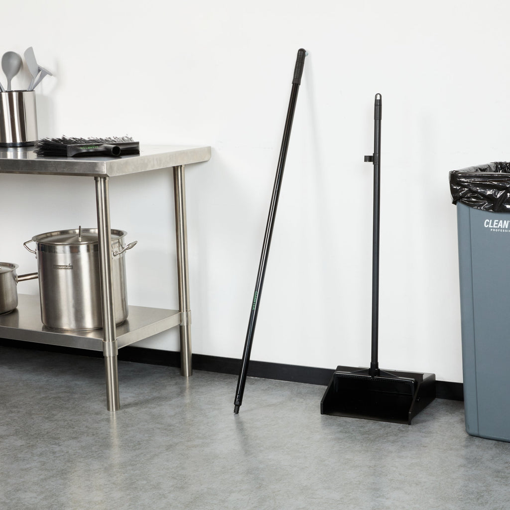 Clean Tek Professional Black Steel Wide Angled Broom Handle - Threaded - 48" - 1 count box