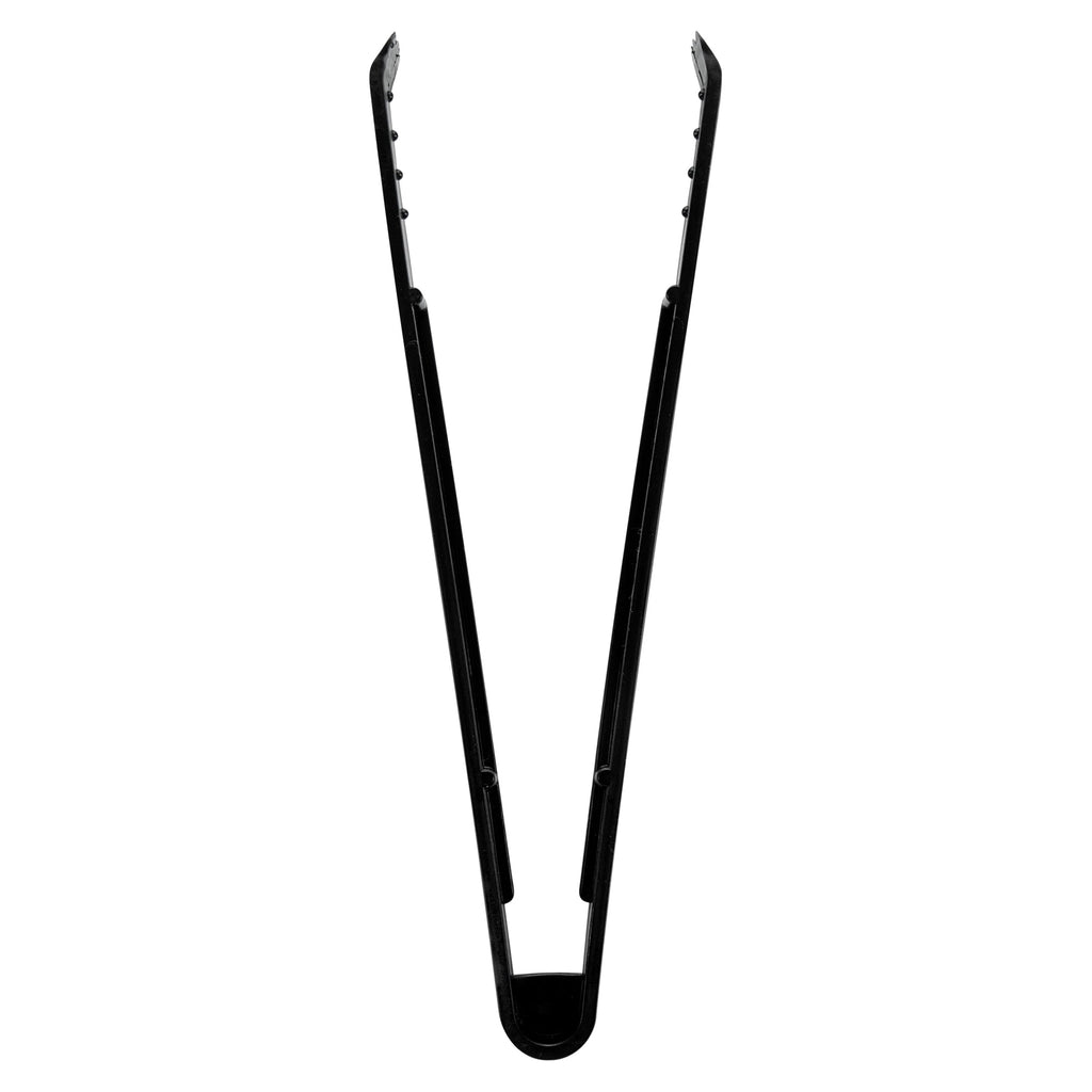 Cater Tek Black Plastic Tongs - Serrated, Heavy Duty - 9" - 100 count box