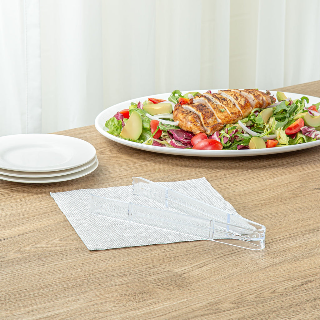 Cater Tek Clear Plastic Tongs - Serrated, Heavy Duty - 9" - 100 count box