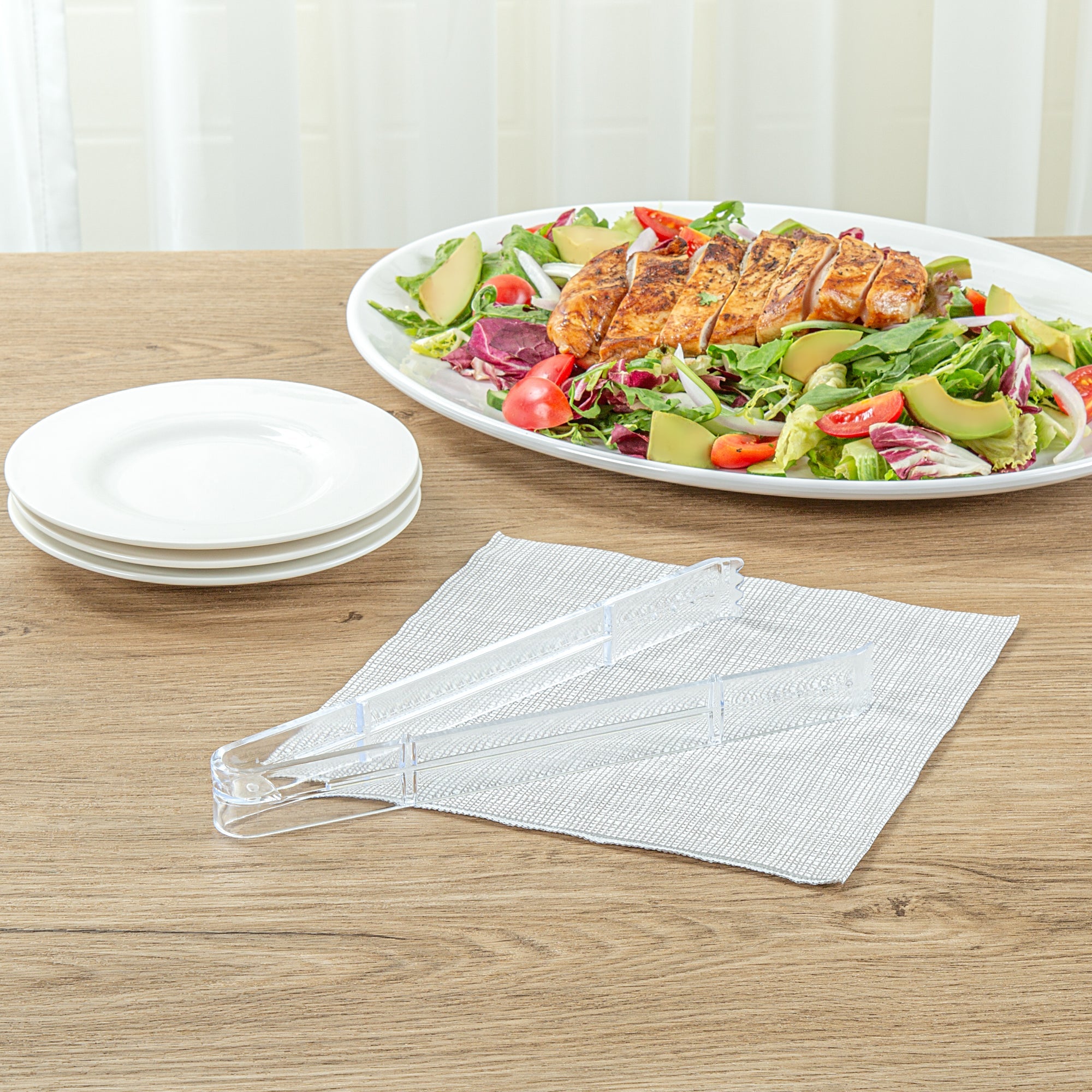 Cater Tek Clear Plastic Tongs - Serrated, Heavy Duty - 9" - 100 count box