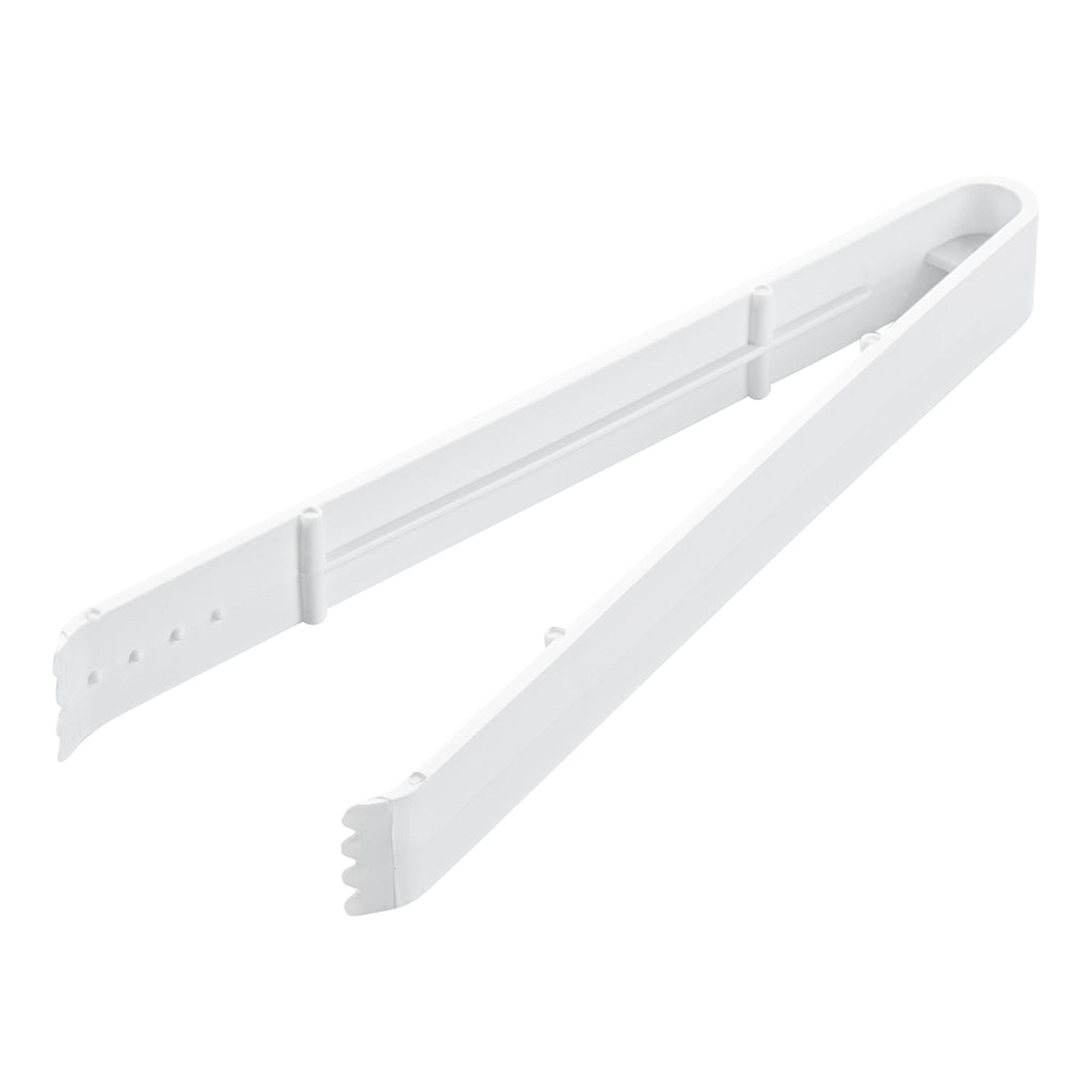 Cater Tek White Plastic Tongs - Serrated, Heavy Duty - 9" - 10 count box