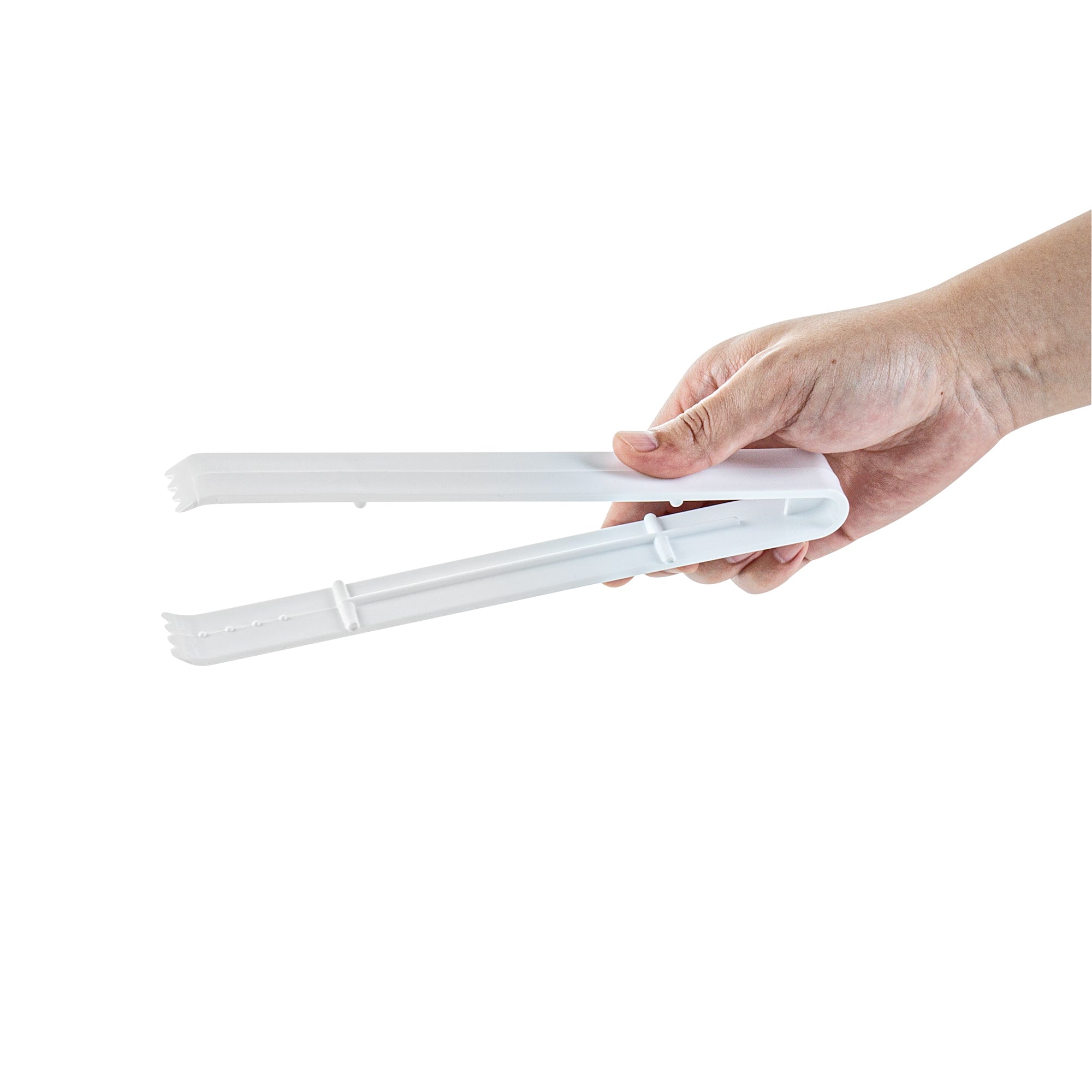 Cater Tek White Plastic Tongs - Serrated, Heavy Duty - 9" - 100 count box