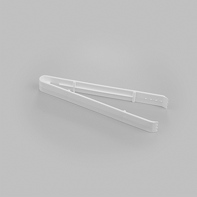 Cater Tek White Plastic Tongs - Serrated, Heavy Duty - 9" - 100 count box