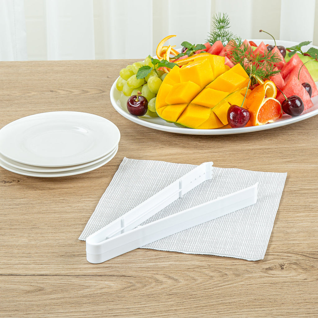 Cater Tek White Plastic Tongs - Serrated, Heavy Duty - 9" - 100 count box