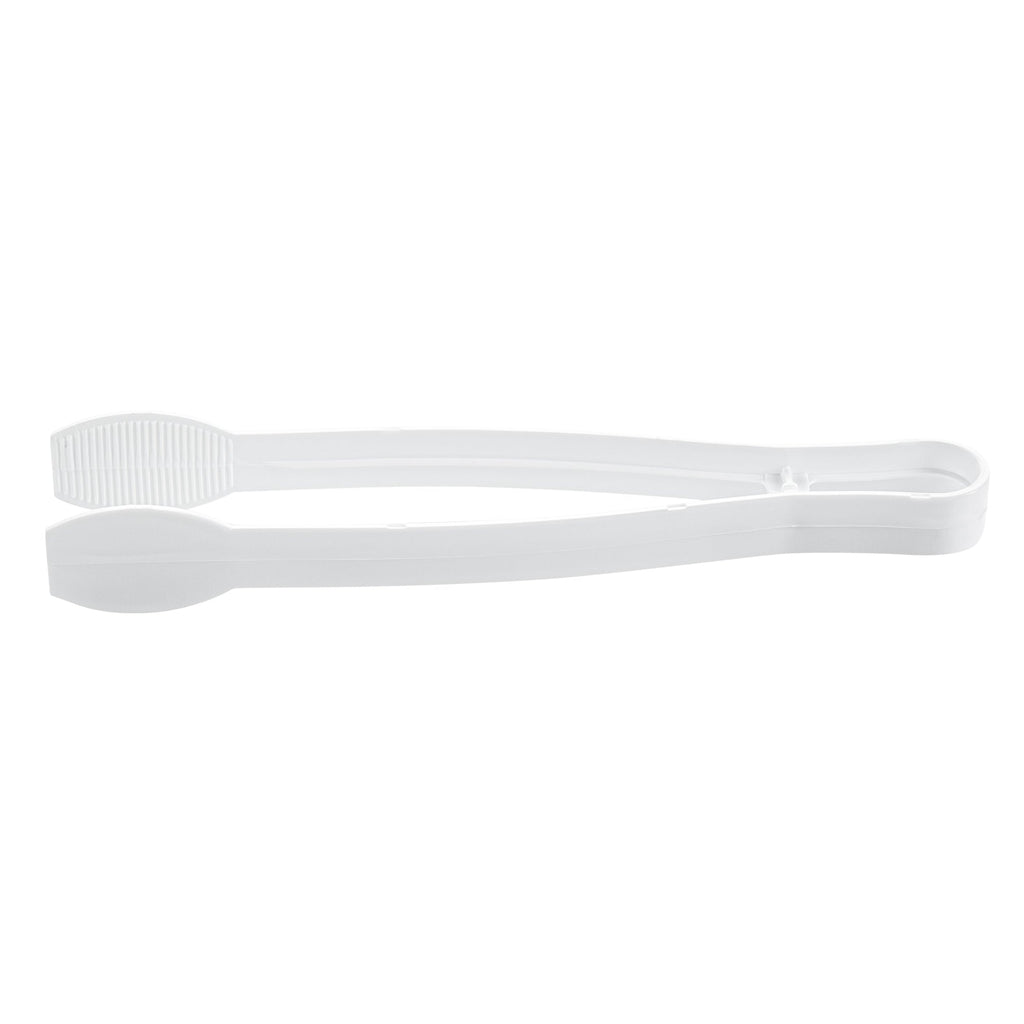Cater Tek White Plastic Tongs - Ridged - 9" - 100 count box