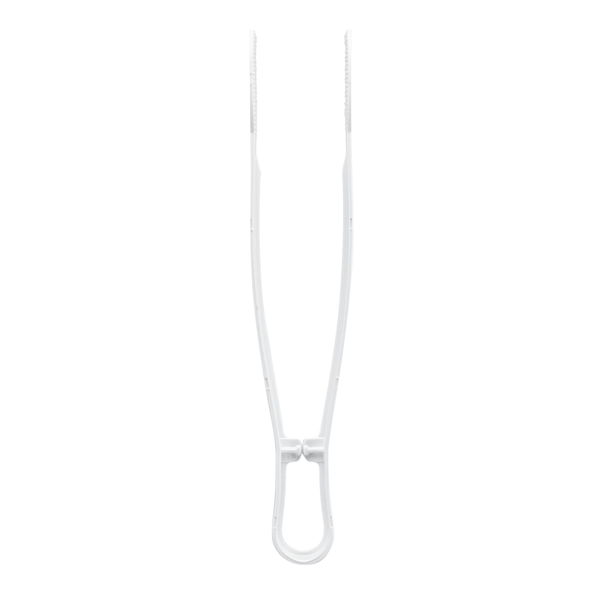 Cater Tek White Plastic Tongs - Ridged - 9" - 100 count box