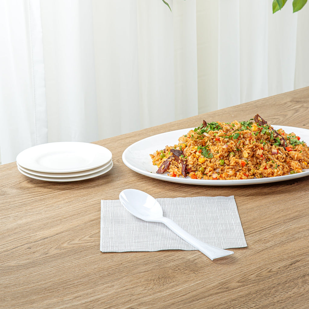 Cater Tek White Plastic Serving Spoon - 9 3/4" - 100 count box