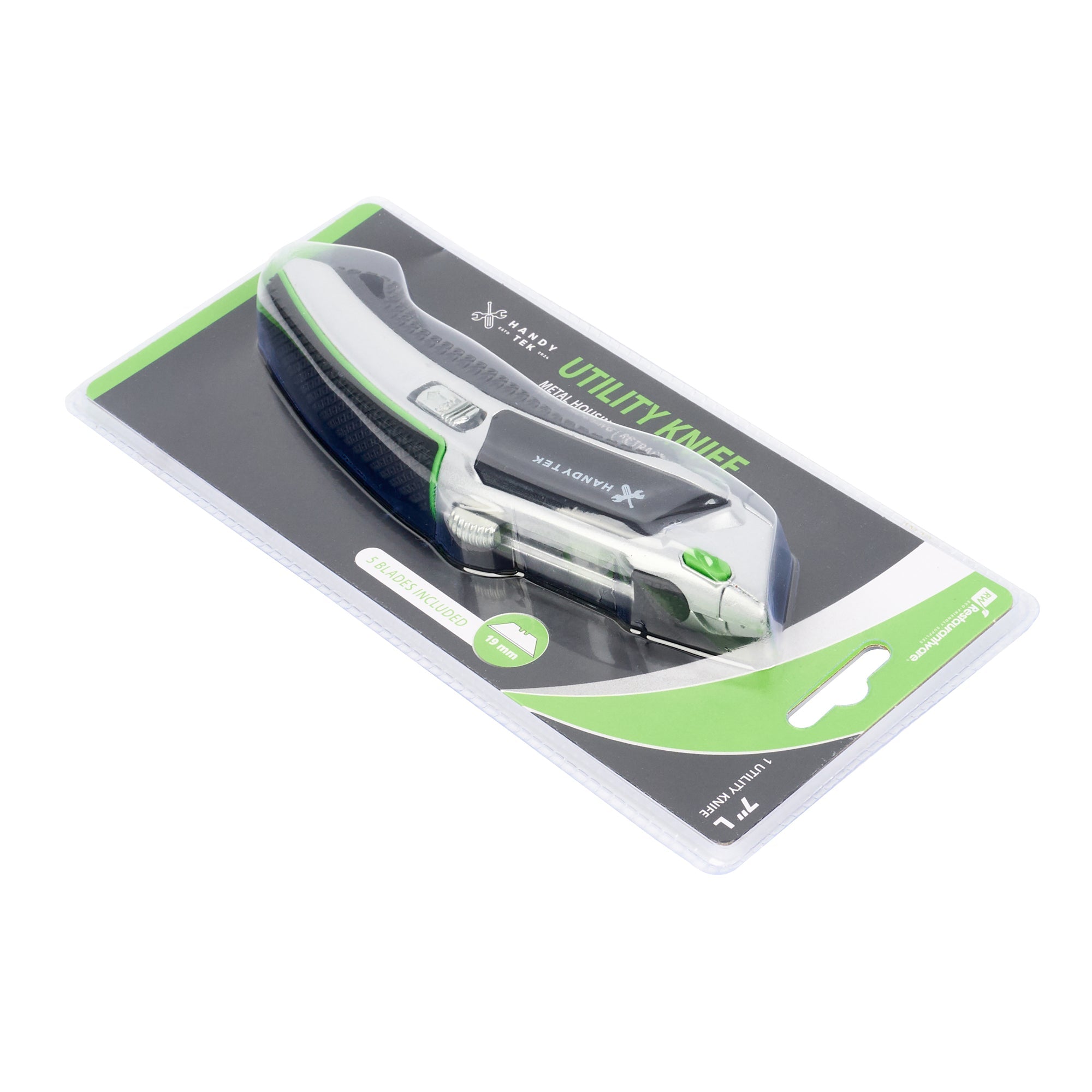 Handy Tek Silver Auto-Loading Utility Knife - Quick Change, Heavy Duty - 7" - 6 count box