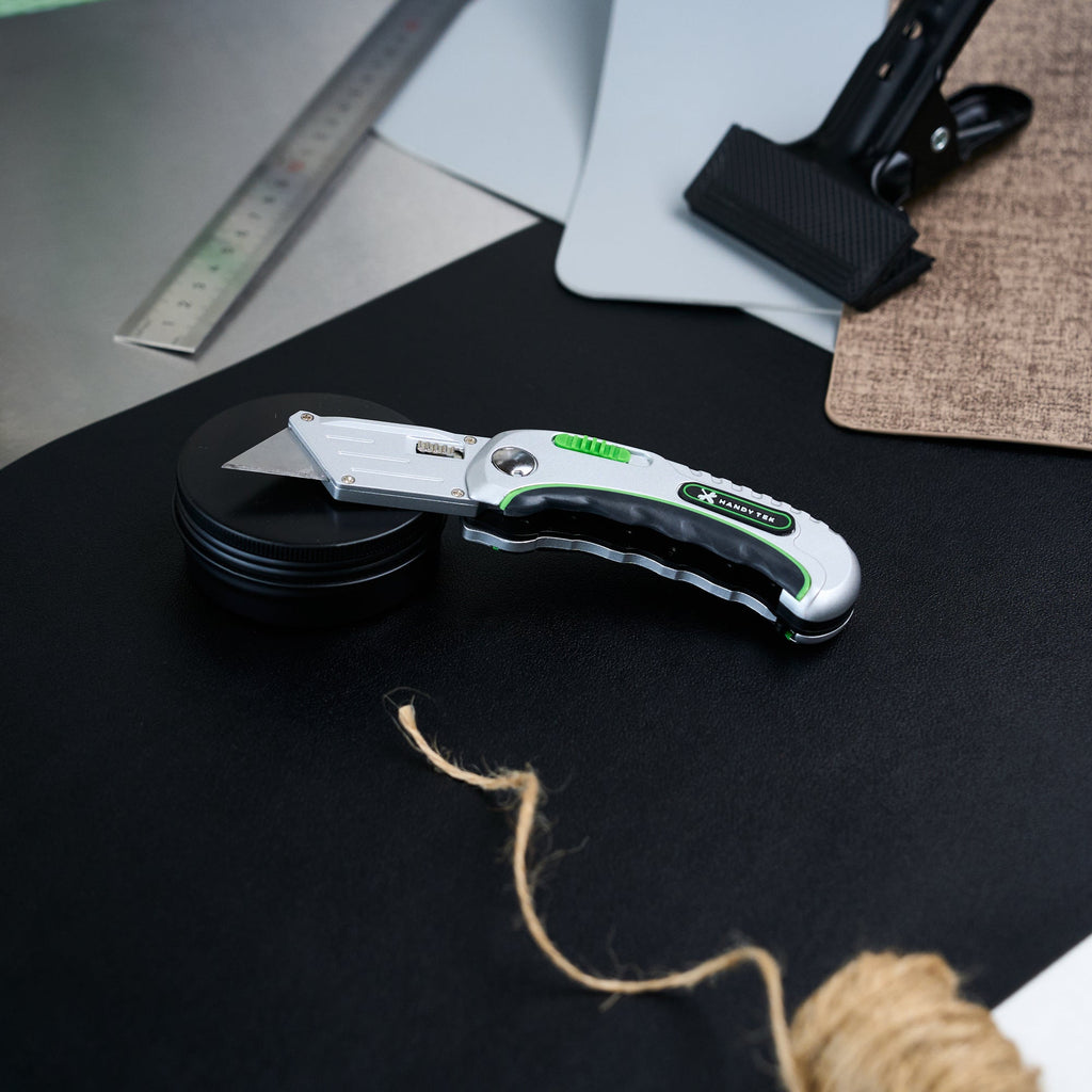 Handy Tek Silver Folding Utility Knife - Quick Change, Lock Back, Heavy Duty - 6 1/2" - 6 count box