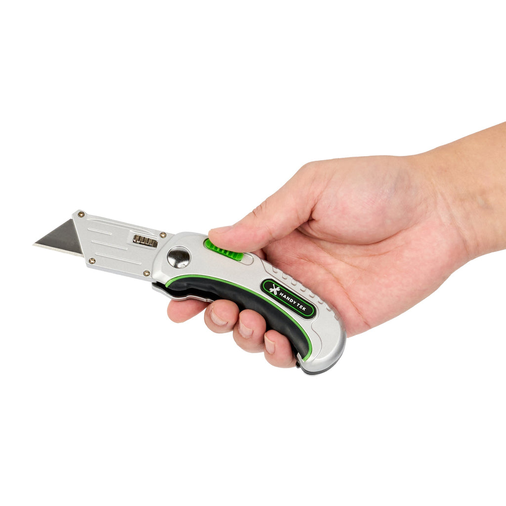 Handy Tek Silver Folding Utility Knife - Quick Change, Lock Back, Heavy Duty - 6 1/2" - 6 count box