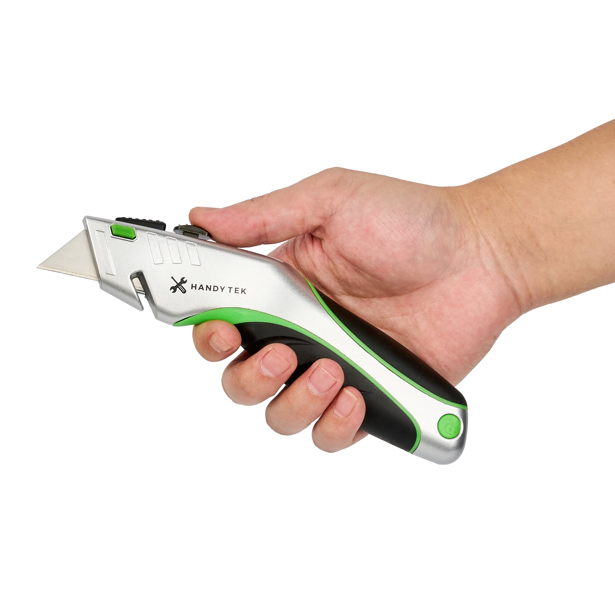 Handy Tek Silver Utility Knife - Quick Change, Heavy Duty - 7" - 12 count box