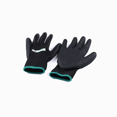 Life Protector Black Nylon Medium Work Gloves - with Crinkle Latex Palm Coating - Pair - 10 count box