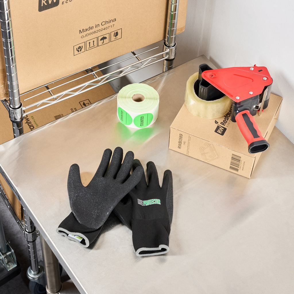 Life Protector Black Nylon Extra Large Work Gloves - with Crinkle Latex Palm Coating - Pair - 10 count box