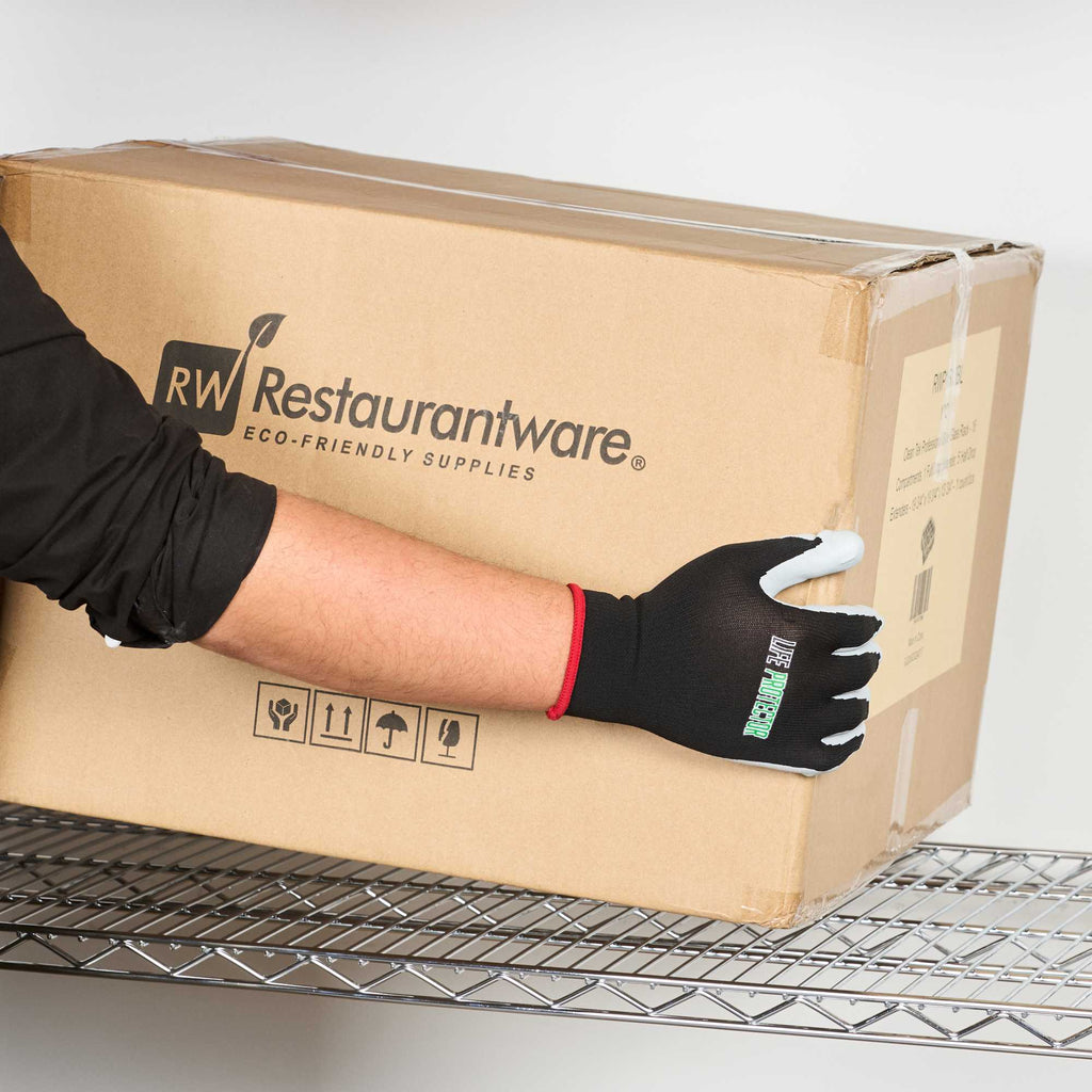Life Protector Black Nylon Small Work Gloves - with Foam Nitrile Palm Coating - Pair - 1 count box