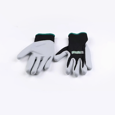 Life Protector Black Nylon Medium Work Gloves - with Foam Nitrile Palm Coating - Pair - 10 count box