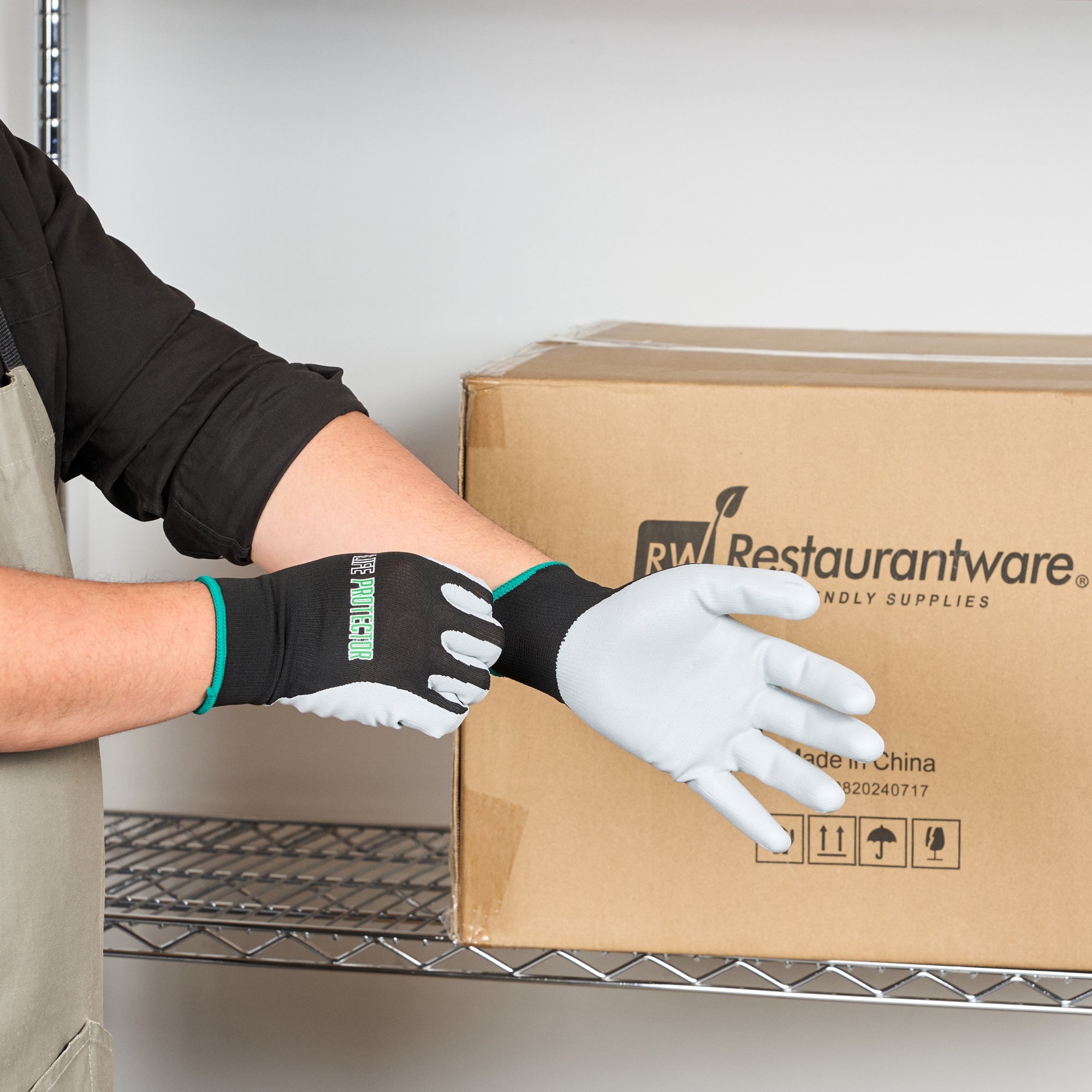 Life Protector Black Nylon Medium Work Gloves - with Foam Nitrile Palm Coating - Pair - 10 count box