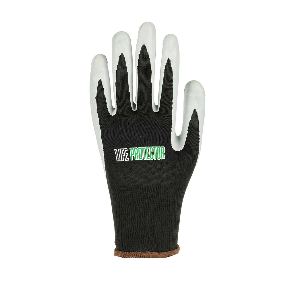 Life Protector Black Nylon Large Work Gloves - with Foam Nitrile Palm Coating - Pair - 1 count box