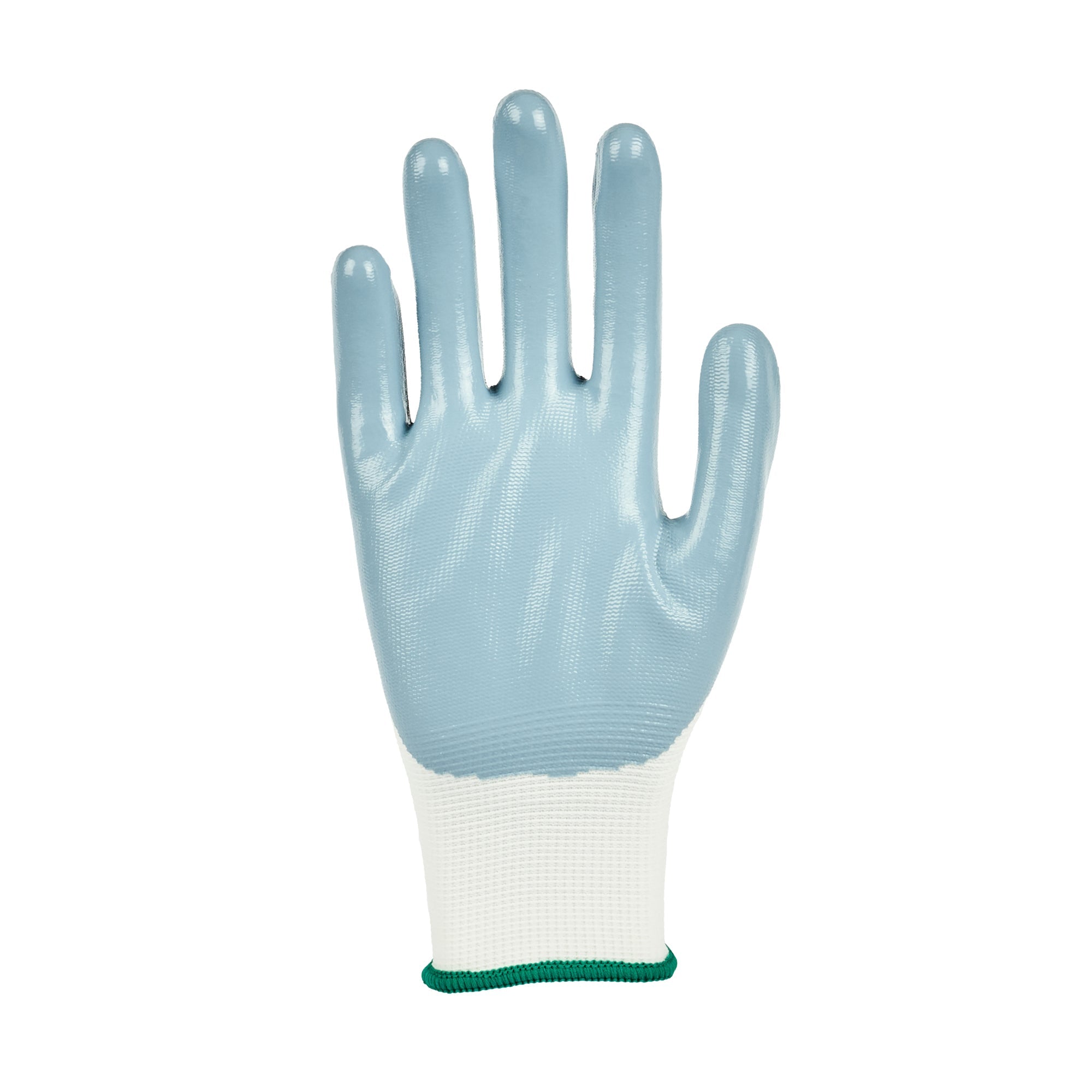 Life Protector White Nylon Medium Work Gloves - with Flat Nitrile Palm Coating - Pair - 10 count box