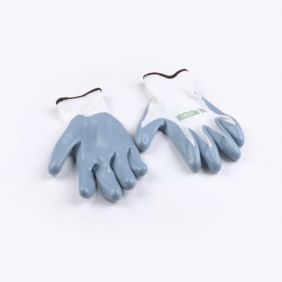 Life Protector White Nylon Large Work Gloves - with Flat Nitrile Palm Coating - Pair - 10 count box