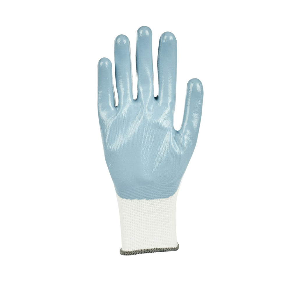 Life Protector White Nylon Extra Large Work Gloves - with Flat Nitrile Palm Coating - Pair - 10 count box