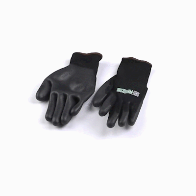 Life Protector Black Nylon Large Work Gloves - with Polyurethane Palm Coating - Pair - 10 count box
