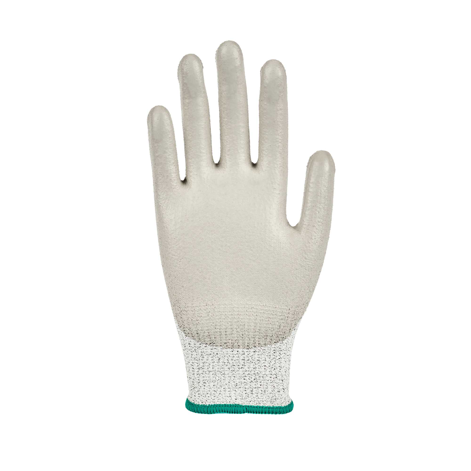 Life Protector Gray HPPE Polyester / Spandex Medium Work Gloves - with Polyurethane Palm Coating, Cut-Resistant - Pair - 1 count box