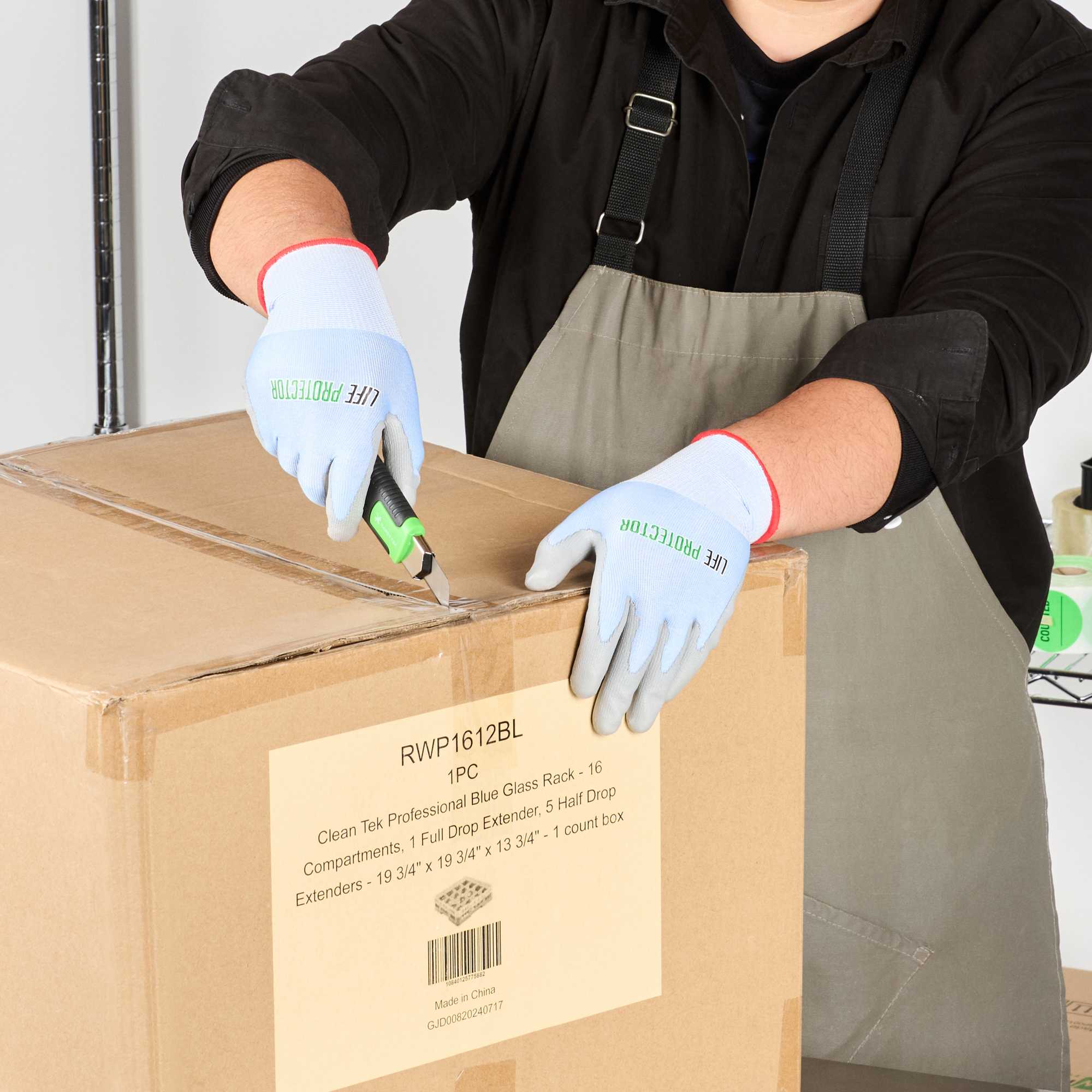 Life Protector Light Blue Diamond Blend Small Work Gloves - with Foam Polyurethane Palm Coating, Cut-Resistant - Pair - 1 count box