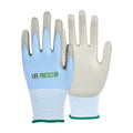 Life Protector Light Blue Diamond Blend Medium Work Gloves - with Foam Polyurethane Palm Coating, Cut-Resistant - Pair - 10 count box
