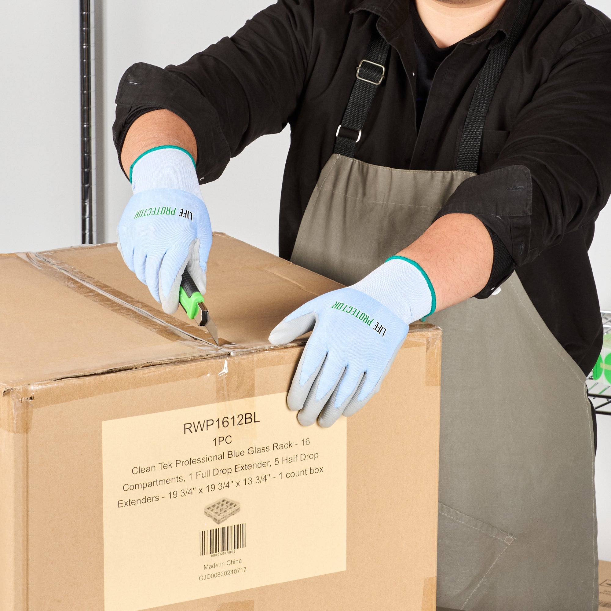 Life Protector Light Blue Diamond Blend Medium Work Gloves - with Foam Polyurethane Palm Coating, Cut-Resistant - Pair - 10 count box