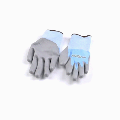 Life Protector Light Blue Diamond Blend Large Work Gloves - with Foam Polyurethane Palm Coating, Cut-Resistant - Pair - 10 count box
