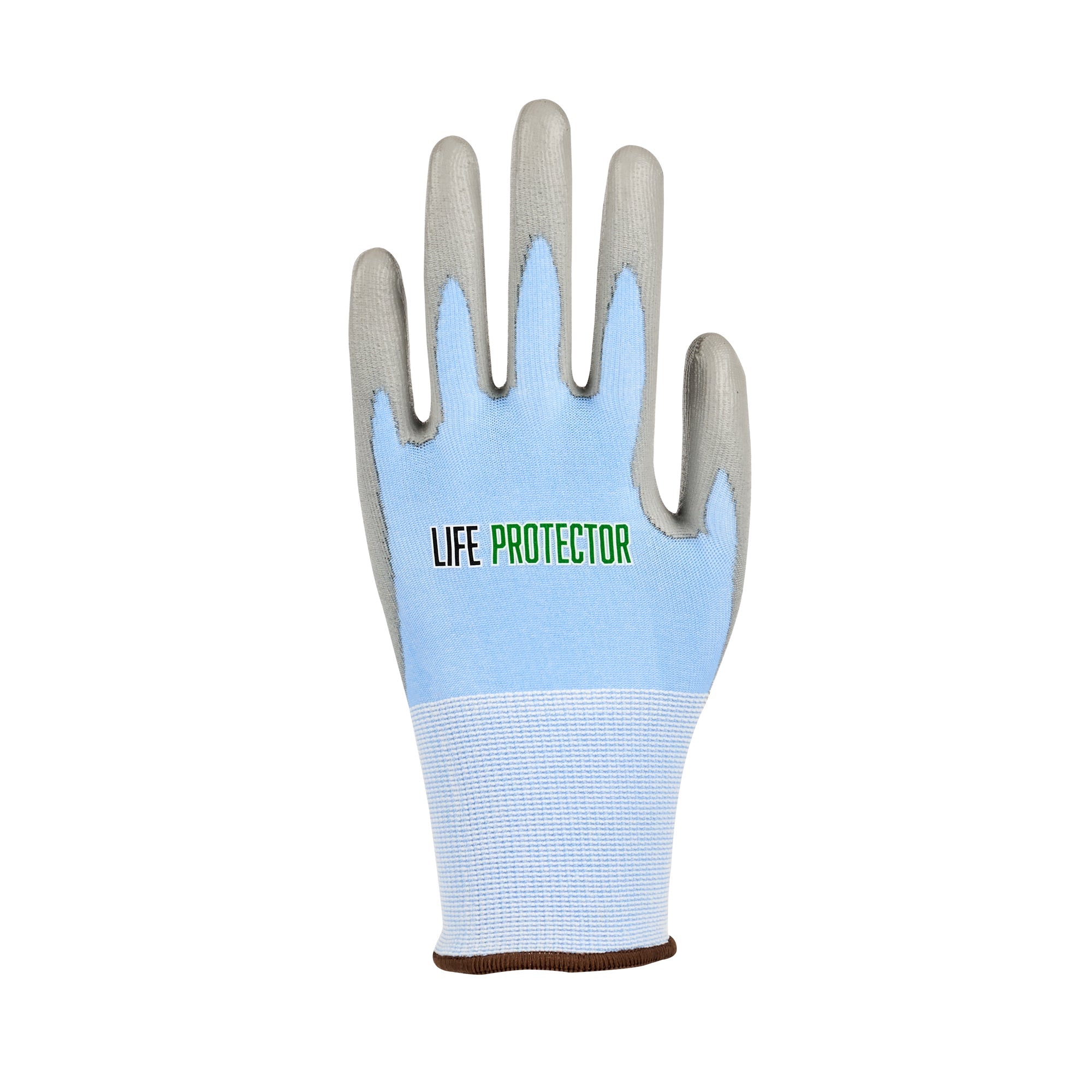 Life Protector Light Blue Diamond Blend Large Work Gloves - with Foam Polyurethane Palm Coating, Cut-Resistant - Pair - 10 count box