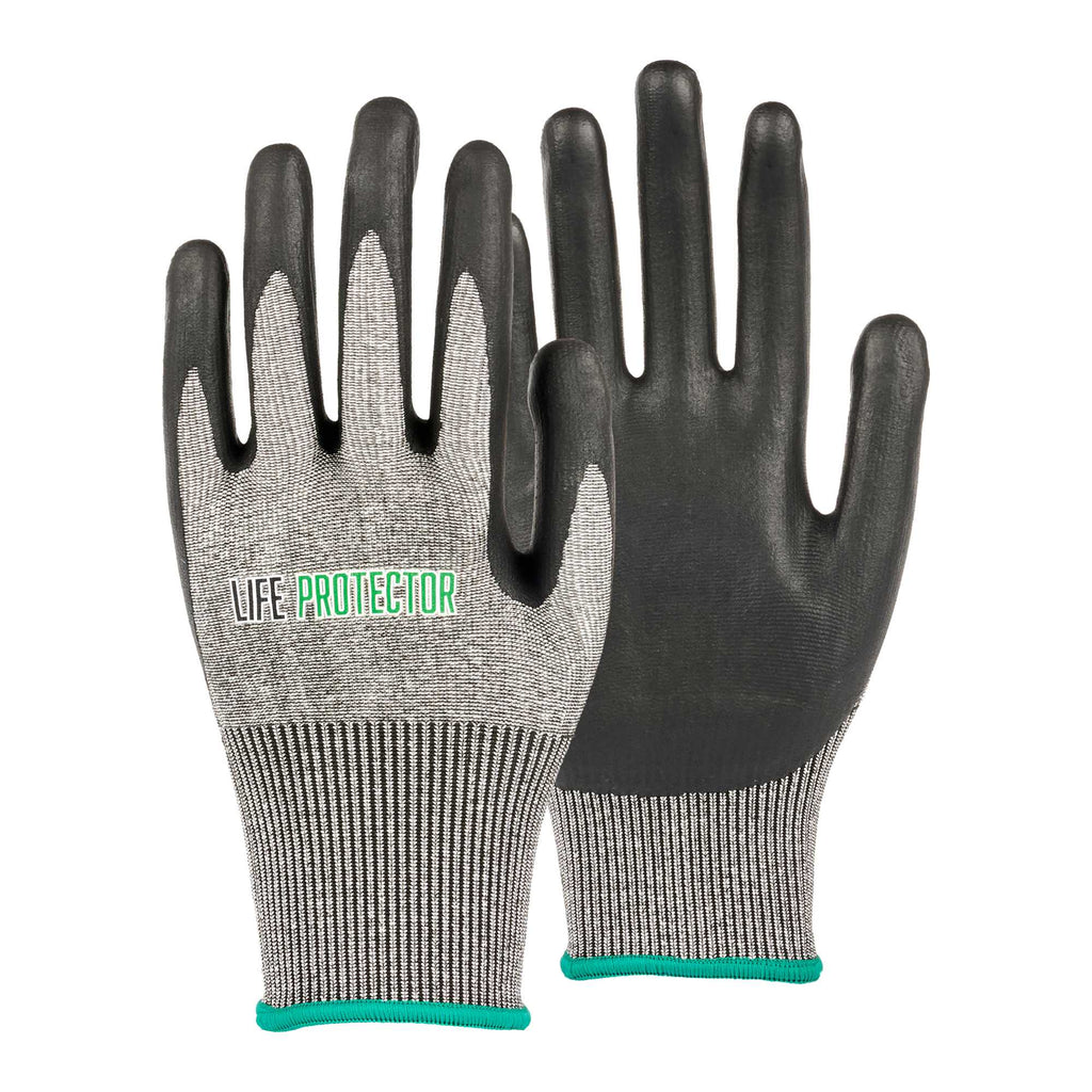 Life Protector Gray HPPE Polyester / Spandex Medium Work Gloves - Ultra-Thin Foam Nitrile Palm Coating, Cut-Resistant - Pair - 1 count box
