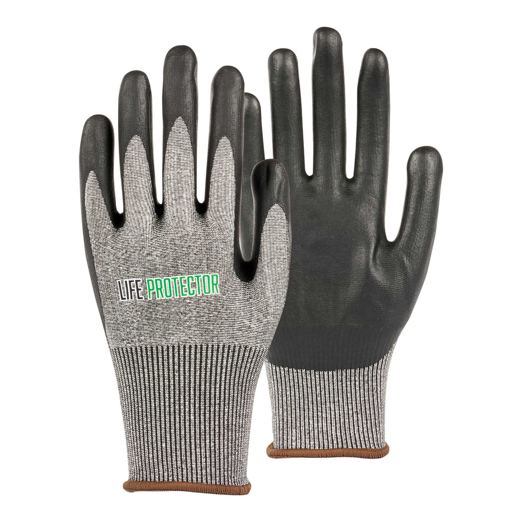 Life Protector Gray HPPE Polyester / Spandex Large Work Gloves - Ultra-Thin Foam Nitrile Palm Coating, Cut-Resistant - Pair - 1 count box