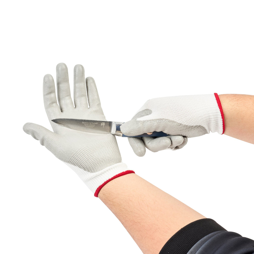 Life Protector White HPPE Polyester / Spandex Small Work Gloves - with Polyurethane Palm Coating, Cut-Resistant - Pair - 10 count box