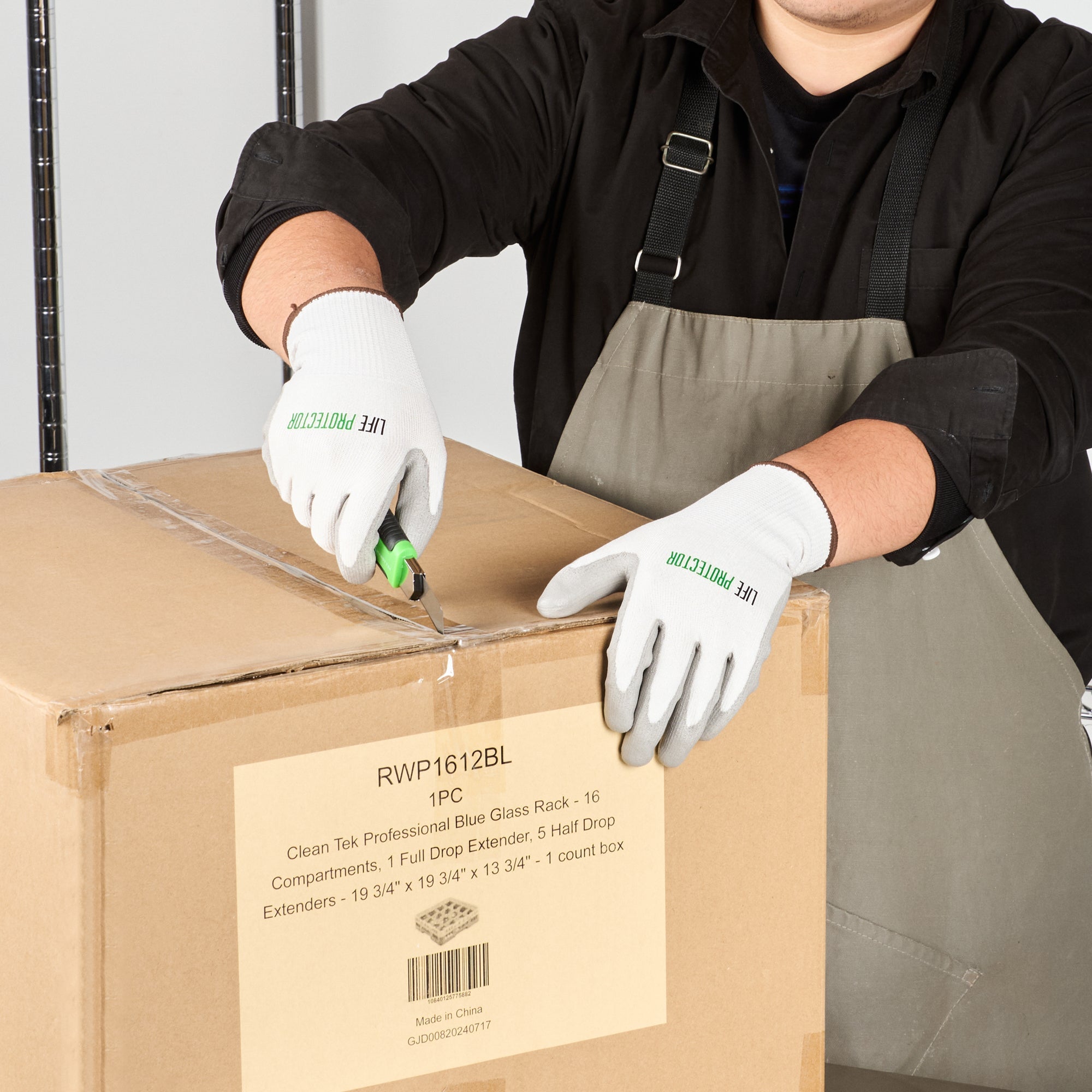 Life Protector White HPPE Polyester / Spandex Large Work Gloves - with Polyurethane Palm Coating, Cut-Resistant - Pair - 10 count box