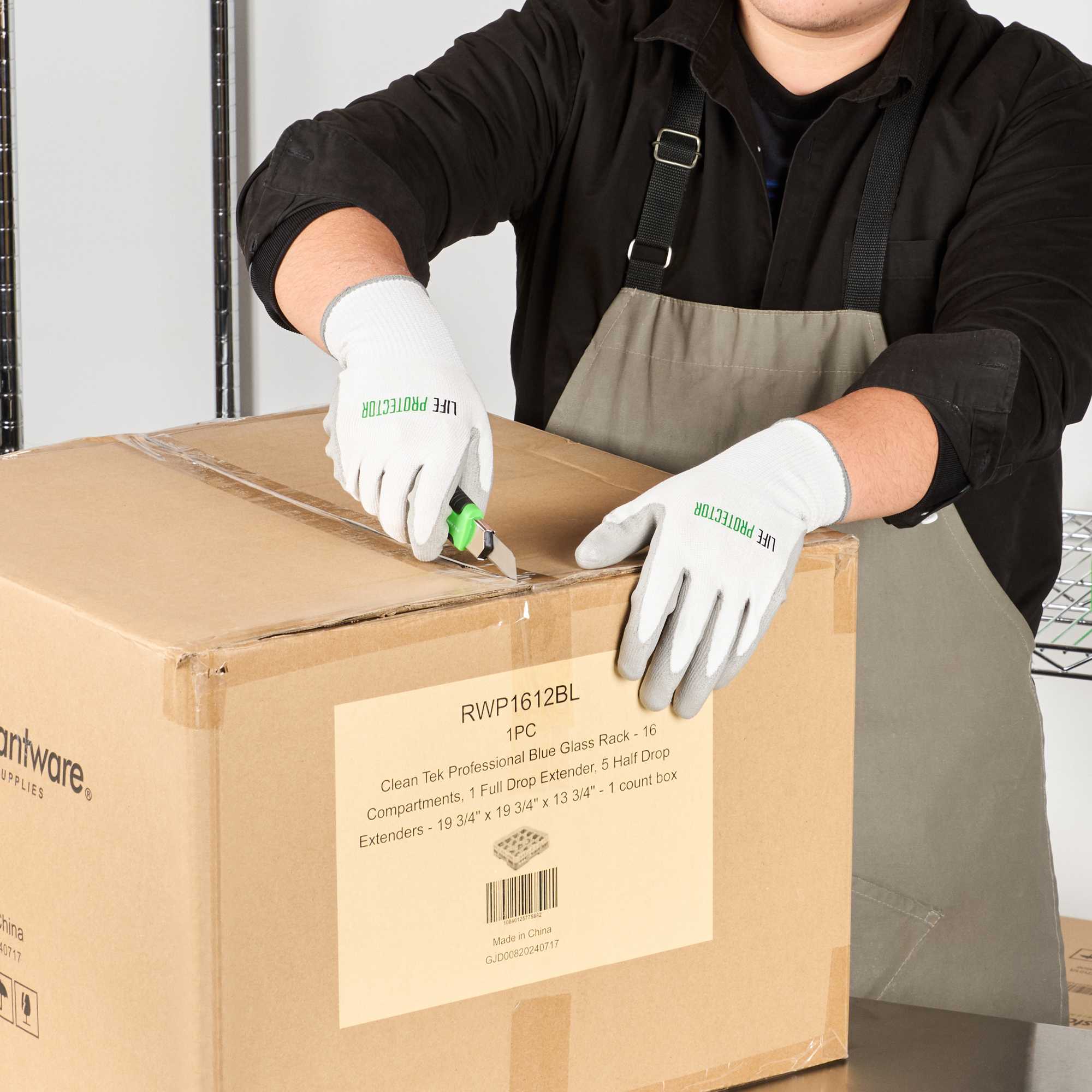 Life Protector White HPPE Polyester / Spandex Extra Large Work Gloves - with Polyurethane Palm Coating, Cut-Resistant - Pair - 1 count box