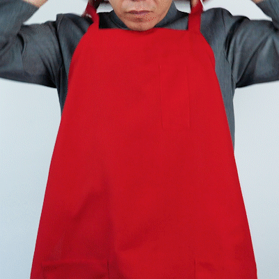 Chef 101 Red Standard Bib Apron - with 3 Pockets - 32 1/2'' x 27 1/2'' - 1 count box