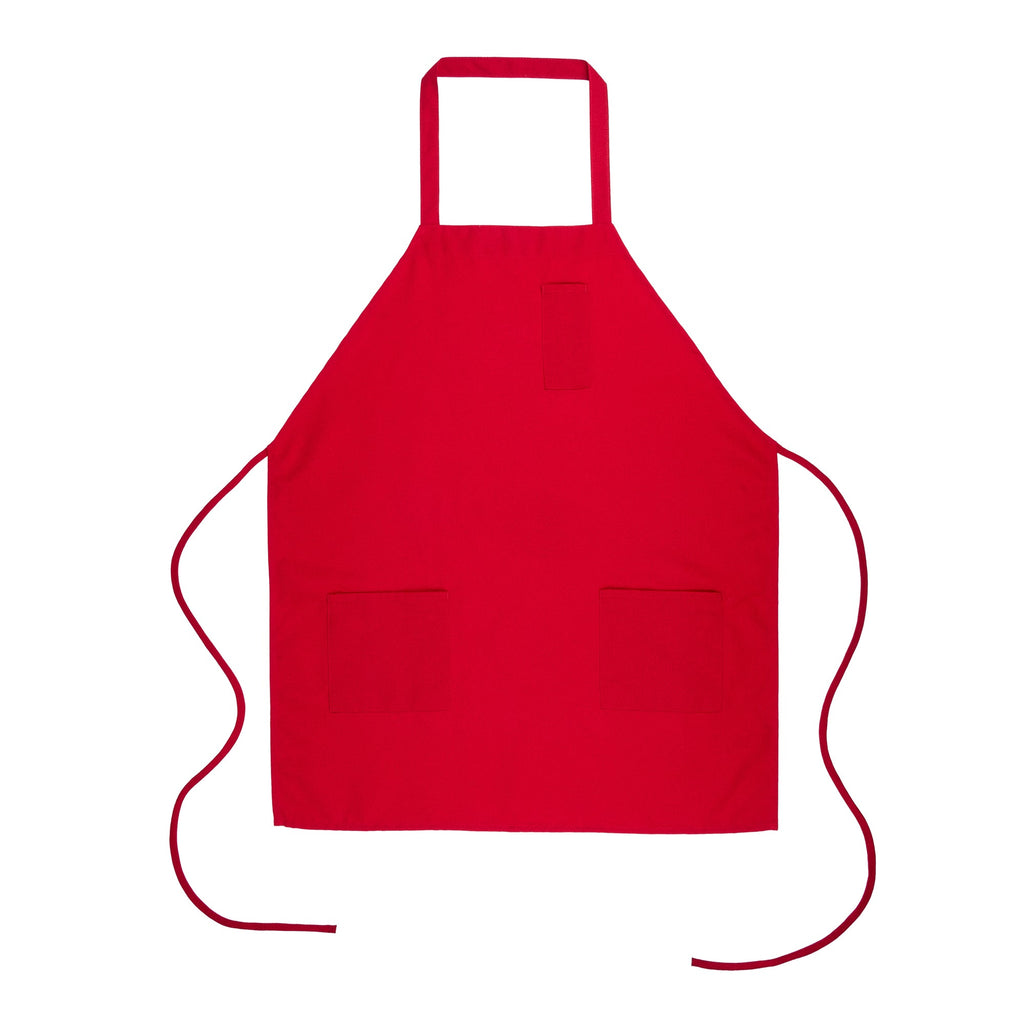 Chef 101 Red Standard Bib Apron - with 3 Pockets - 32 1/2'' x 27 1/2'' - 100 count box
