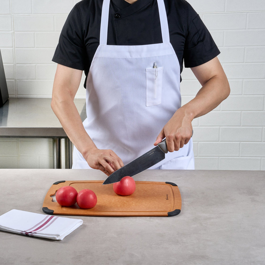 Chef 101 White Standard Bib Apron - with 3 Pockets - 32 1/2'' x 27 1/2'' - 100 count box