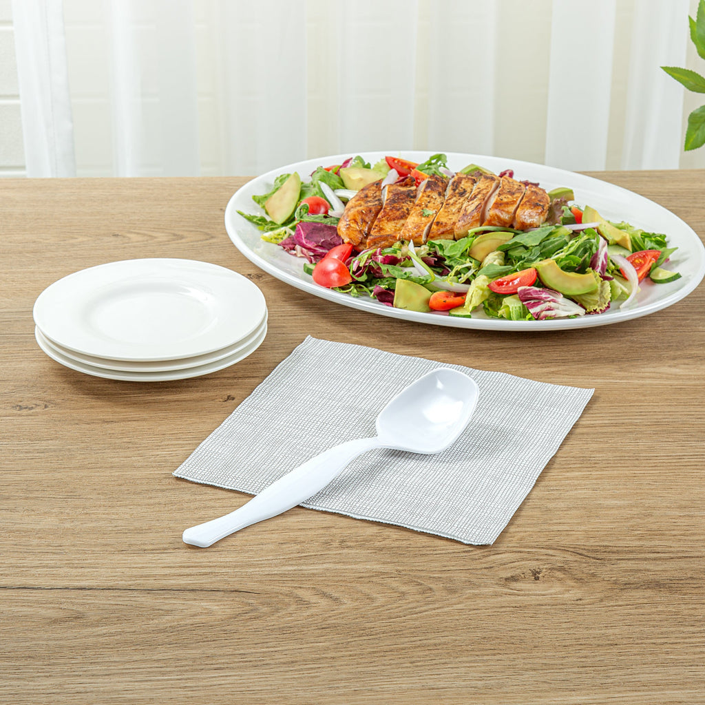 Cater Tek White Plastic Serving Spoon - 8 1/2" - 100 count box