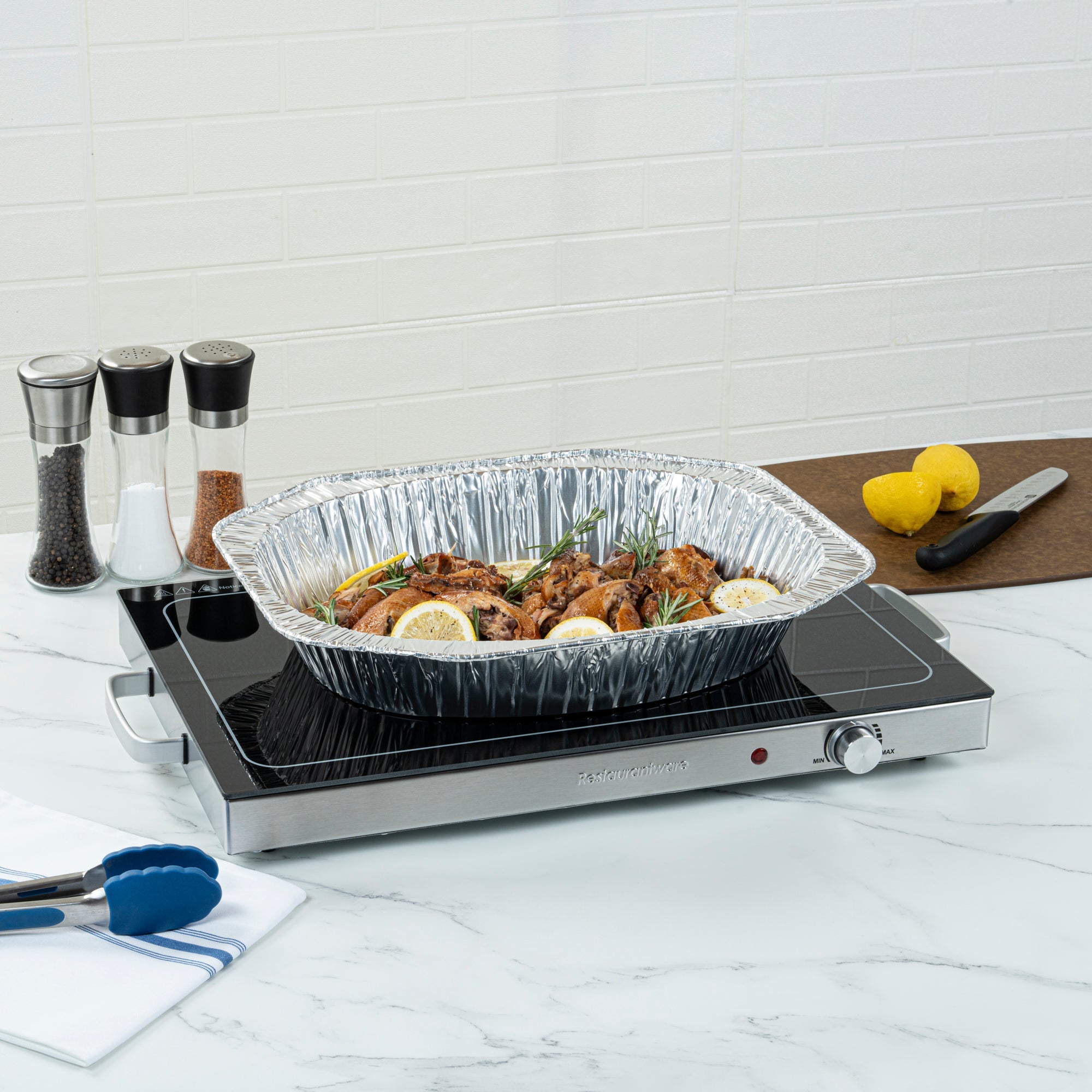 Kitchen Tek Stainless Steel Warming Tray - 120V, with Adjustable Temperature Control - 24 3/4" x 15" - 1 count box