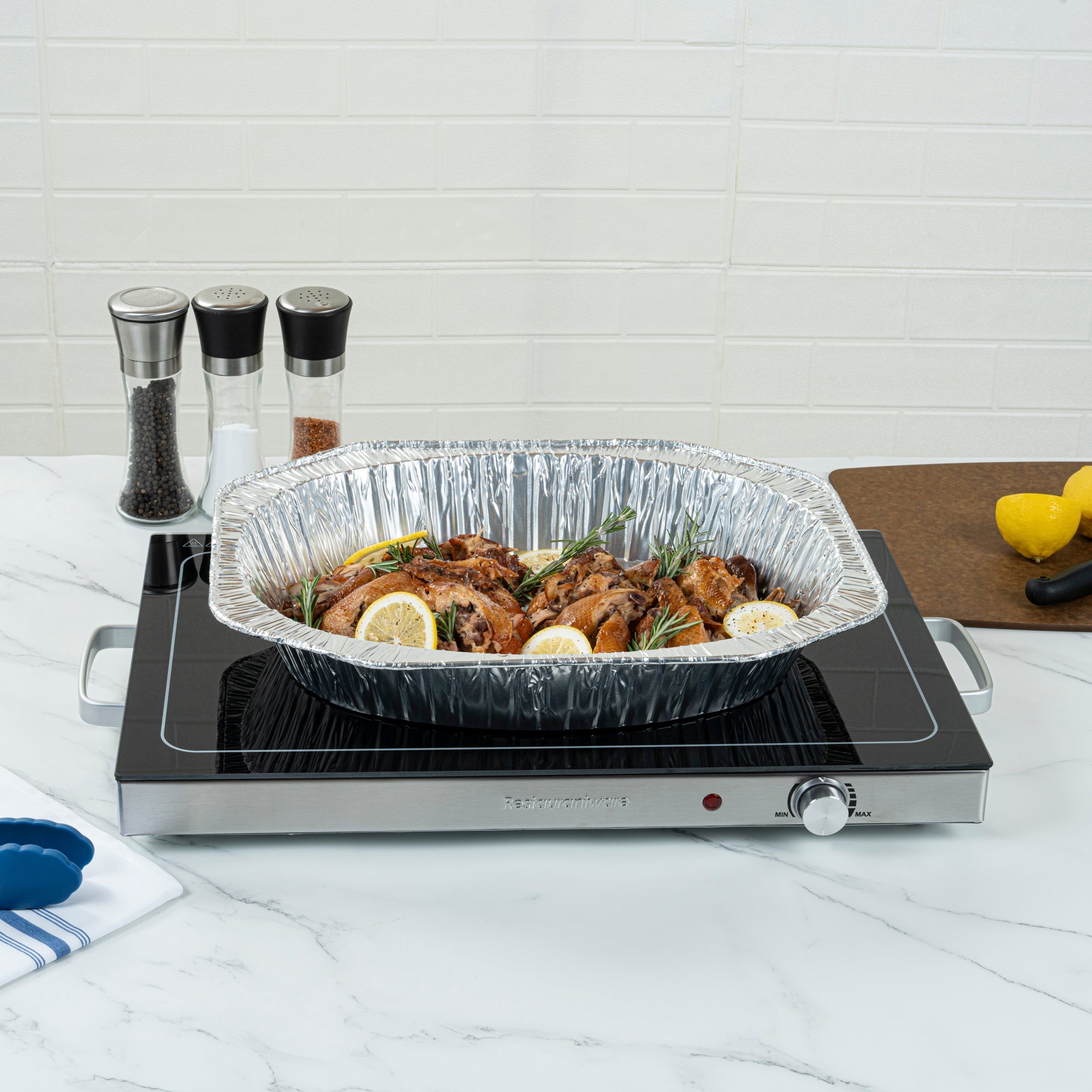 Kitchen Tek Stainless Steel Warming Tray - 120V, with Adjustable Temperature Control - 24 3/4" x 15" - 1 count box