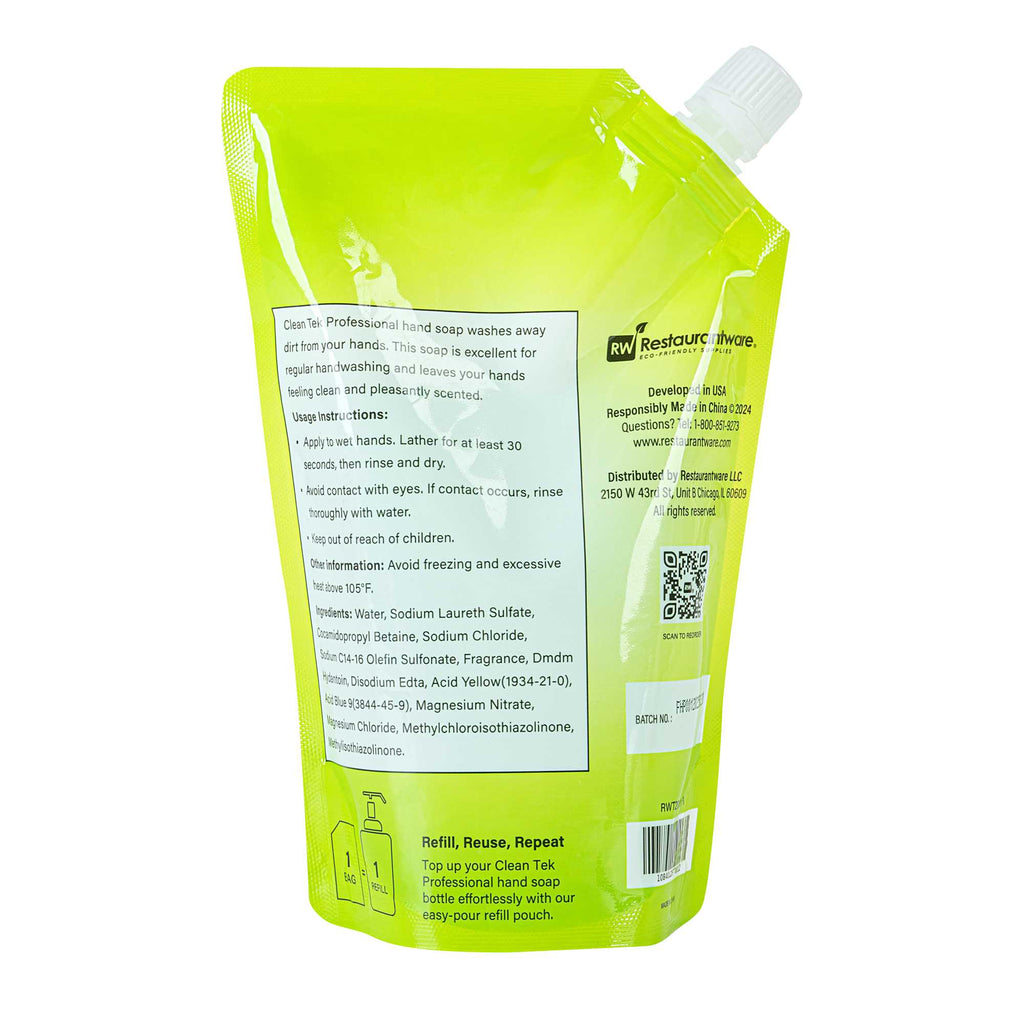Clean Tek Professional 16.9 fl. oz Liquid Hand Soap Refill - Aloe Vera - 24 count box