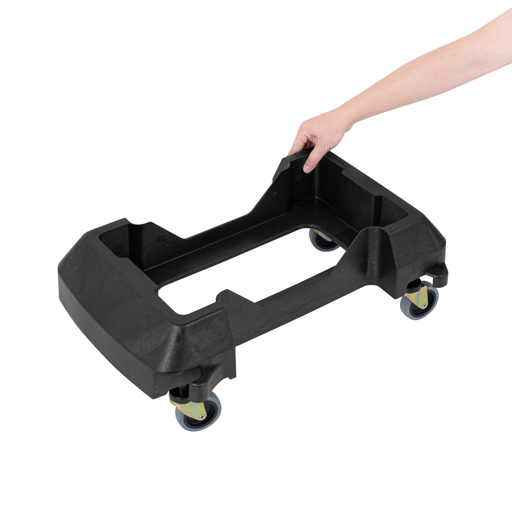 Clean Tek Professional Black Trainable Dolly - Fits 15 / 23 gal Slim Trash Can - 1 count box