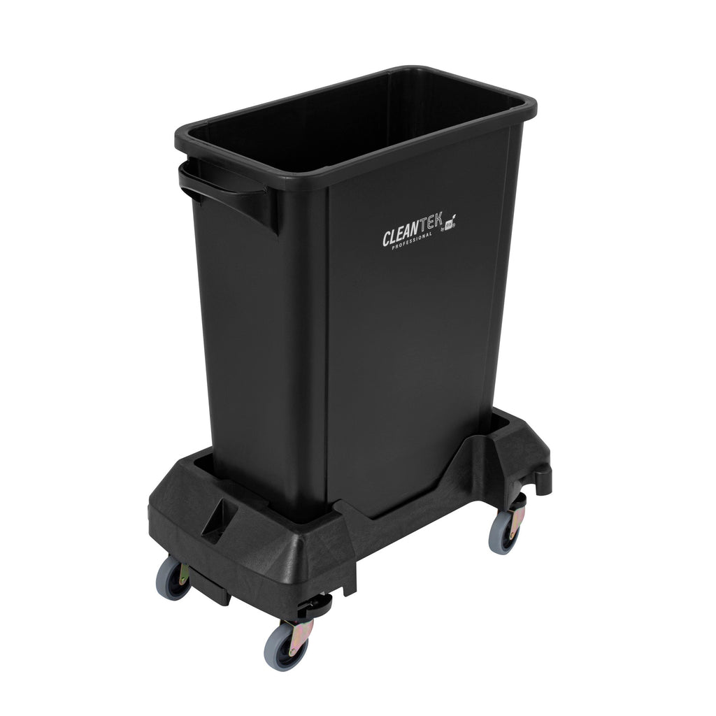 Clean Tek Professional Black Trainable Dolly - Fits 15 / 23 gal Slim Trash Can - 1 count box