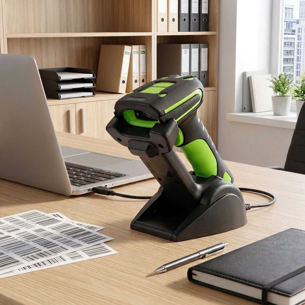 Handy Tek Black and Green Wireless Scanner Kit - Ultra-Rugged, Adjustable Charging Cradle - 1 count box